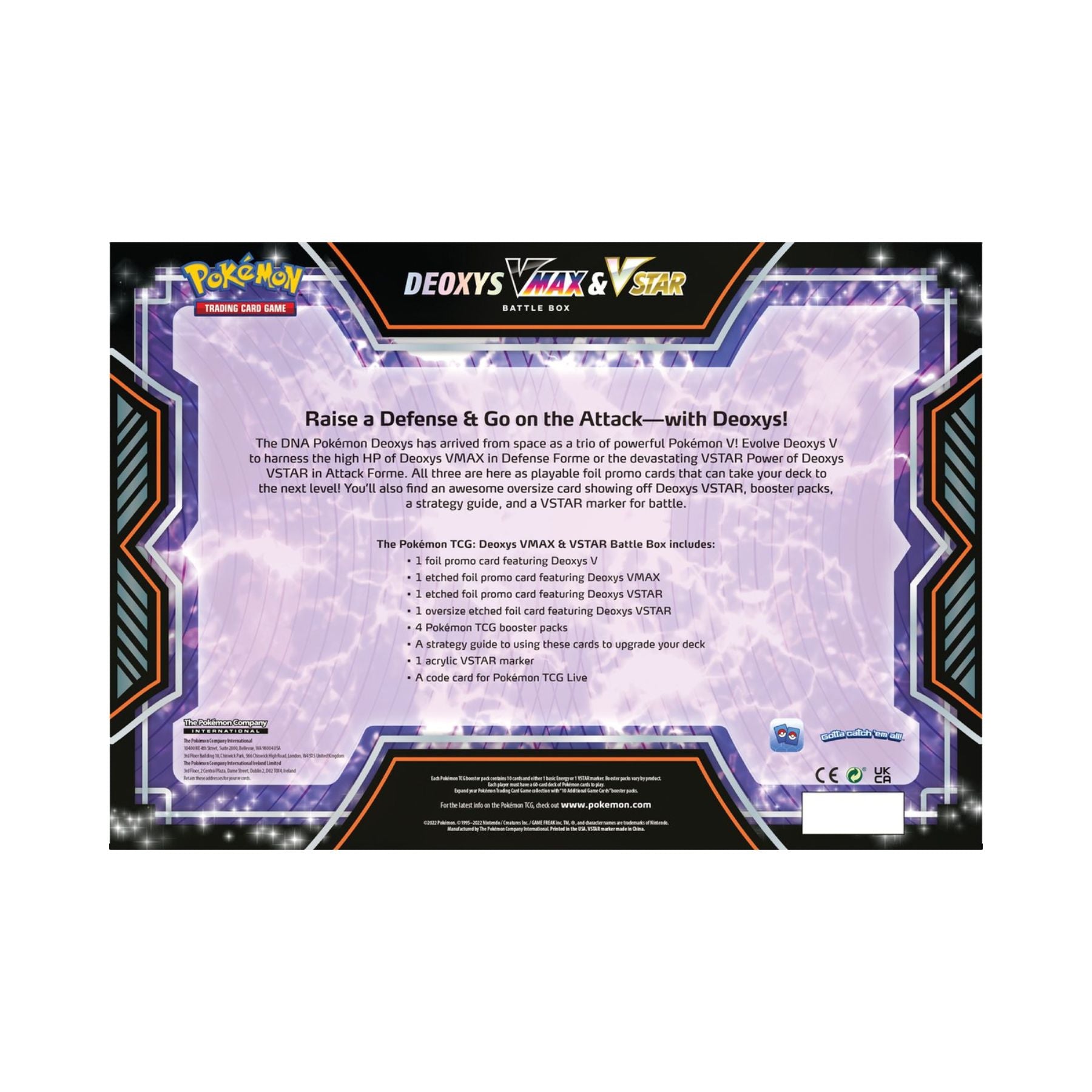 Pokemon Deoxys VSTAR & VMAX Battle Box backside
