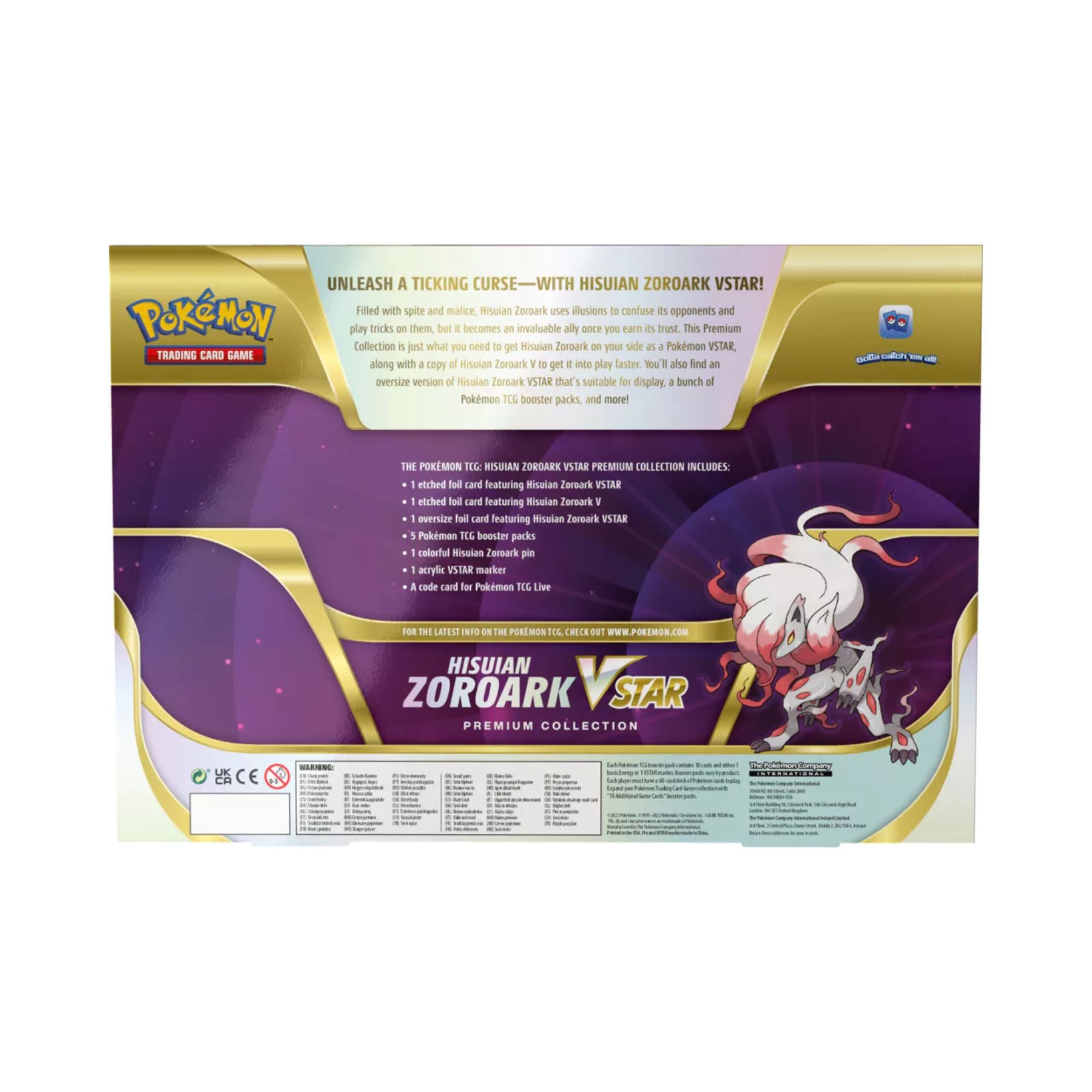 Pokemon Hisuian Zoroark VSTAR Premium Collection backside
