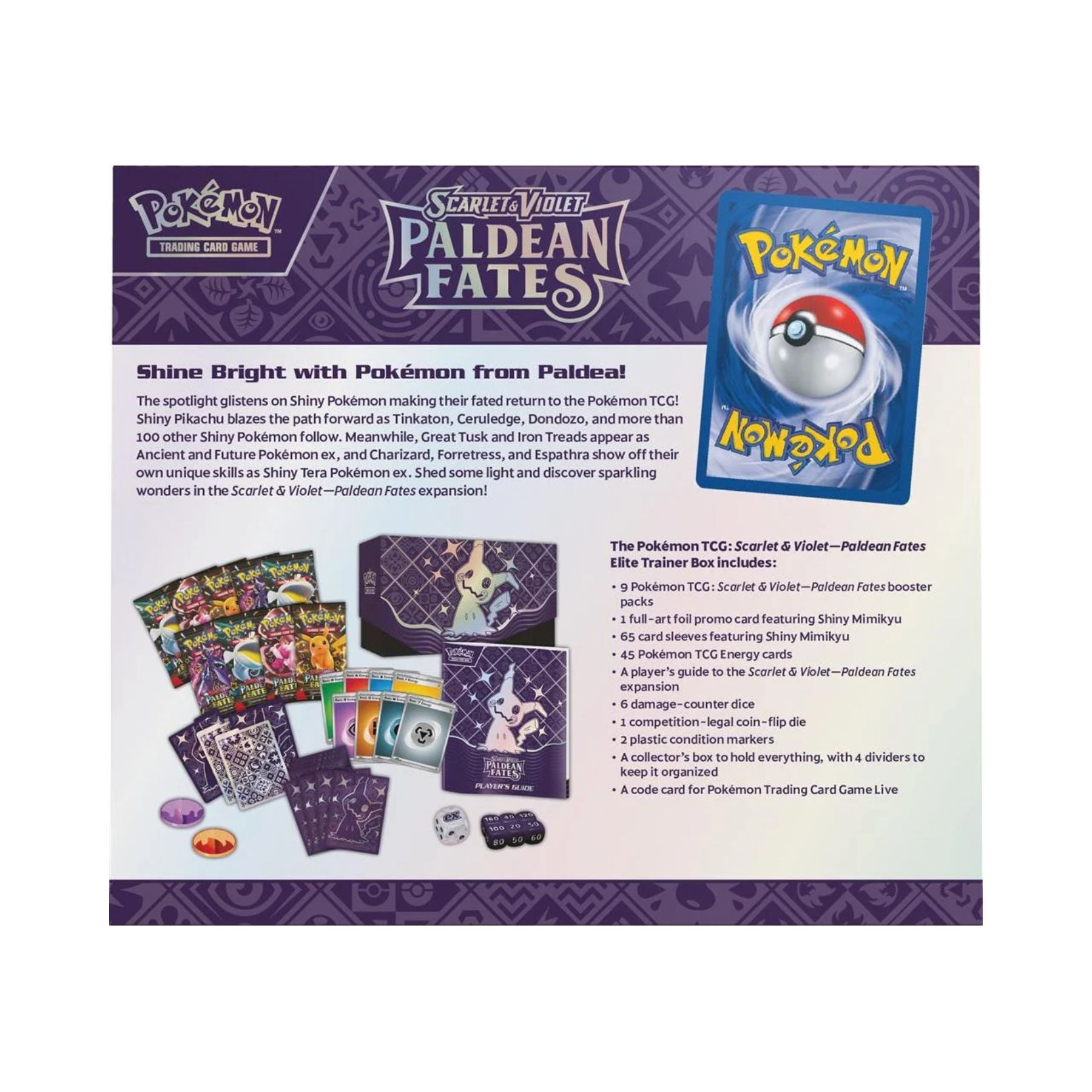 Pokemon Paldean Fates Elite Trainer Box backside
