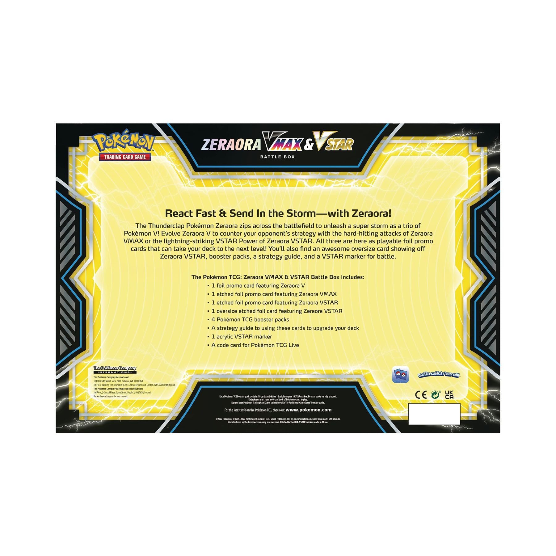 Pokemon Zeraora VMAX & VSTAR Battle Box backside