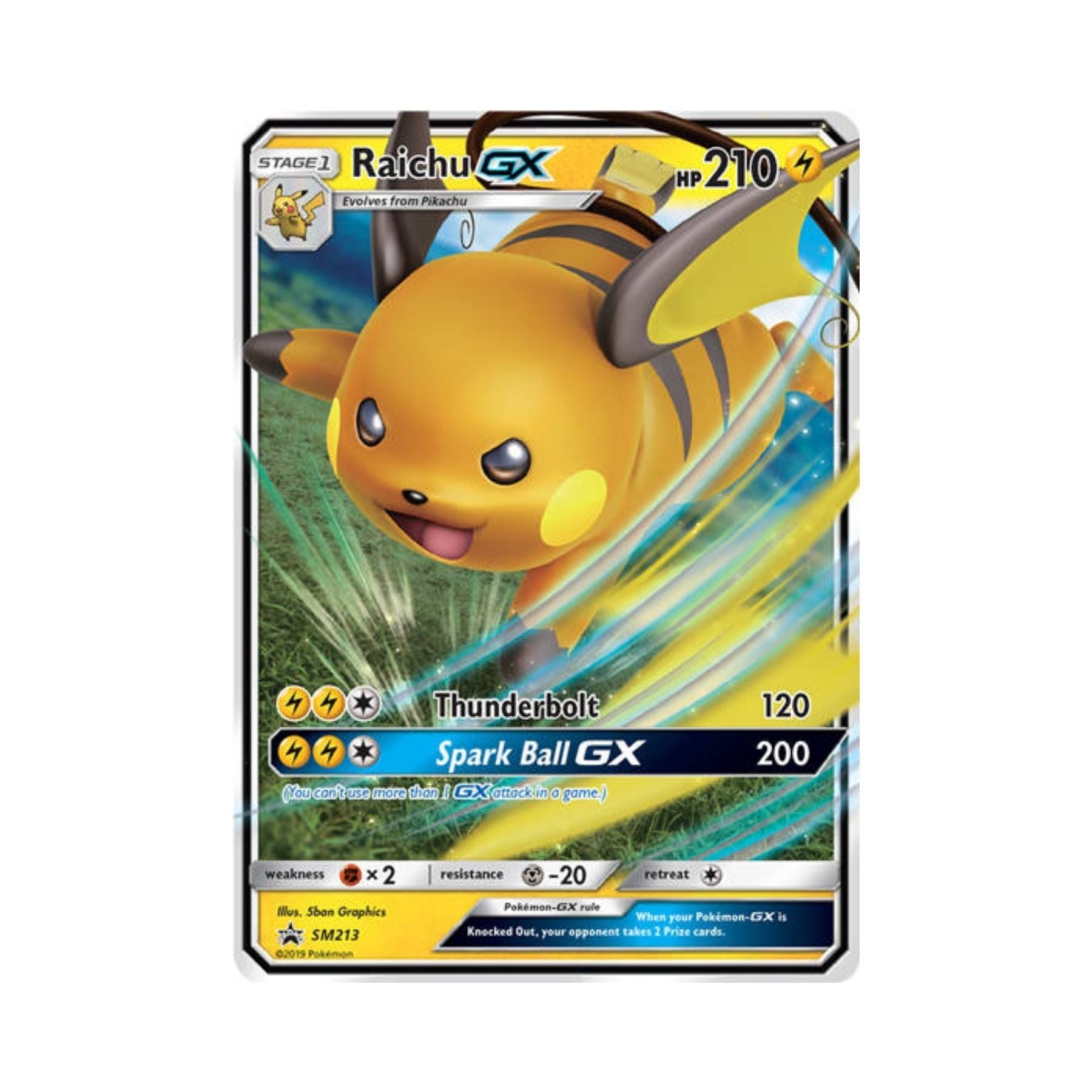 Pokemon Hidden Fates Raichu GX Tin promo card