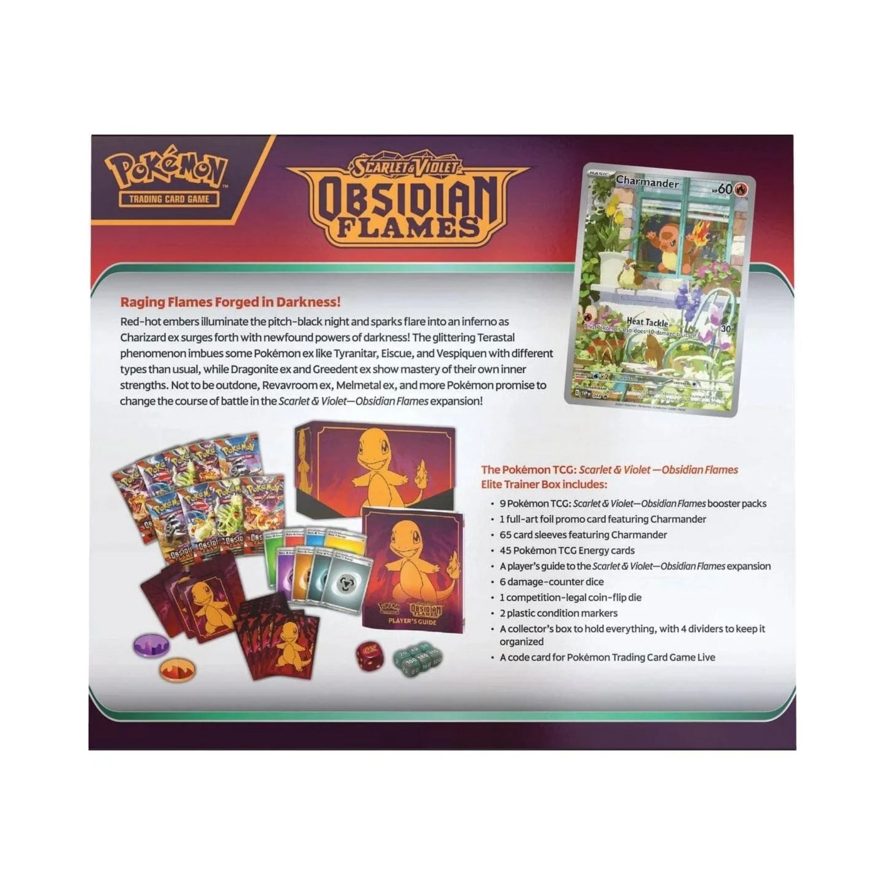 Pokemon Obsidian Flames Elite Trainer Box Backside